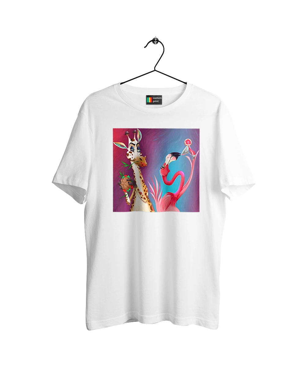 Giraffe And Flamingo At The Party