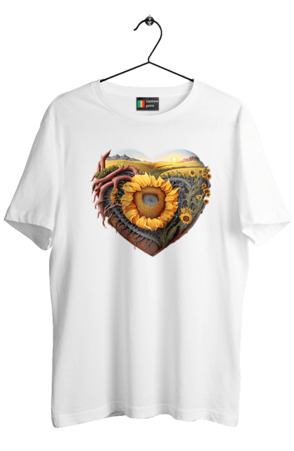 Футболка чоловіча з принтом "Символи України". Небо, поле, пшениця, символи україни, соняшник, україна. 2070702