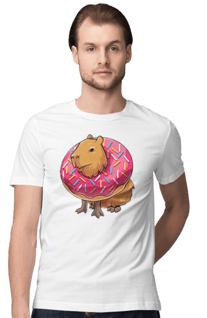Футболка чоловіча з принтом "Капібара". Capybara, капибара, капібара, копибара, копіпара, пончик. futbolka.stylus.ua