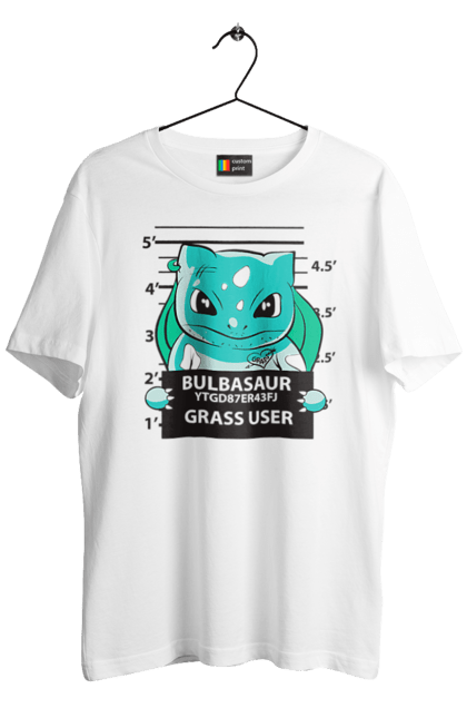 Men's t-shirt with prints Pokemon Bulbasaur. Anime, bulbasaur, games, nintendo, pokemon, pokemon go. 2070702