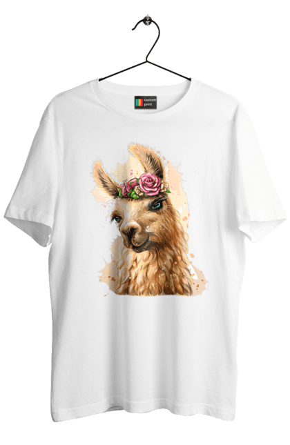Футболка чоловіча з принтом "Лама Портрет". Лама, портрет, тварина. 2070702