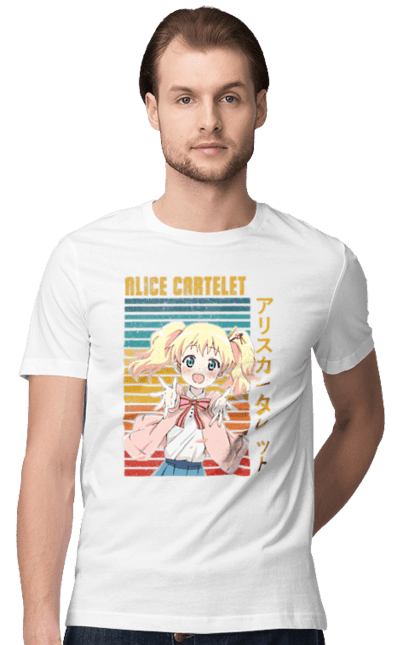 Men's t-shirt with prints Kiniro Mosaic Alice Cartelet. Alice, alice cartelet, anime, gold mosaic, kiniro mosaic, kinmoza, manga. 2070702