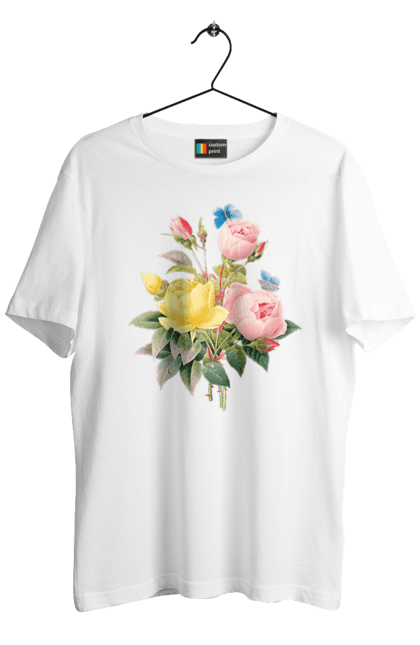 Men's t-shirt with prints Roses art. Art, flowers art, roses, roses art, watercolor roses. CustomPrint.market