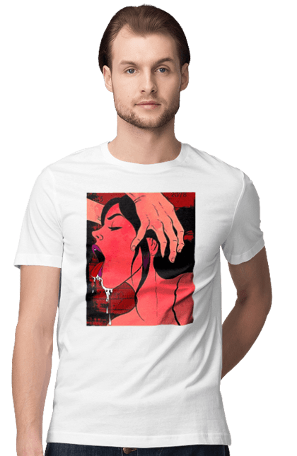 Футболка чоловіча з принтом "Дівчина Смокче Зі Слиною". Секс, смоктати. 2070702