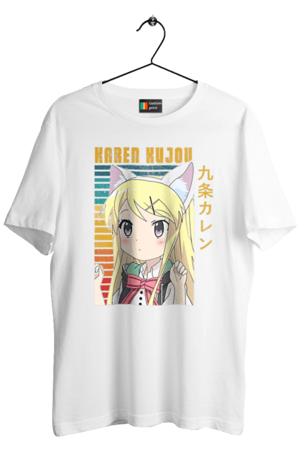 Men's t-shirt with prints Kiniro Mosaic Karen Kujo. Anime, gold mosaic, karen, karen kujo, kiniro mosaic, kinmoza, manga. 2070702