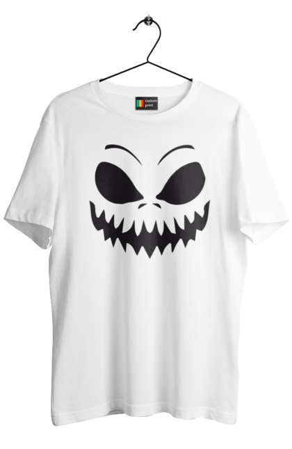 Men's t-shirt with prints Halloween pumpkin face. Costume, halloween, holiday, october, october 31, pumpkin, scary, sweets, trick or treat. 2070702