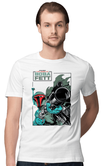 Men's t-shirt with prints Boba Fett. Bob fett, boba fett, clone, head hunter, star wars. 2070702