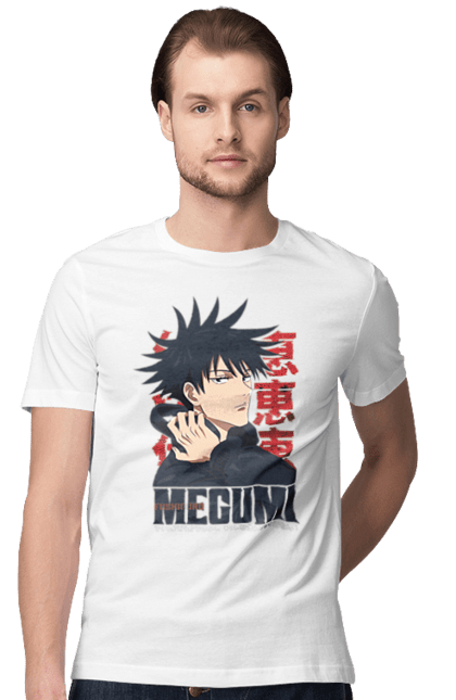 Футболка чоловіча з принтом "Магічна битва Мегумі". Anime, fushiguro, fushiguro megumi, jujutsu kaisen, manga, megumi, аніме, магічна битва, манга, мегумі. 2070702