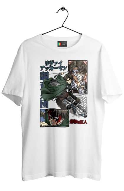 Men's t-shirt with prints Attack on Titan Levi. Ackerman, anime, attack on titan, levi, manga, shingeki no kyojin, survey corps. 2070702