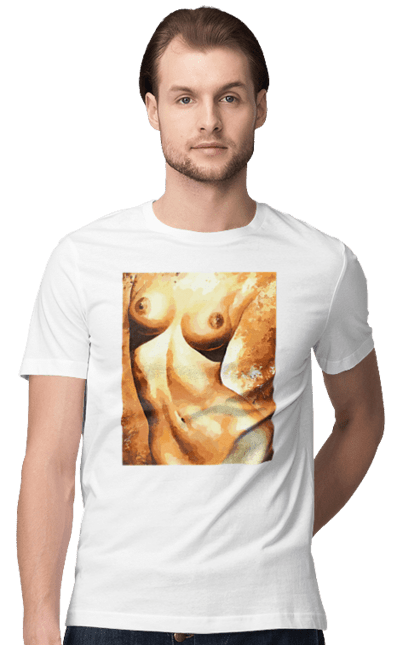 Футболка чоловіча з принтом "Краса тіла". Вигини жіночого тіла, грація тіла, груди, жіноче тіло, жіночі груди, краса тіла. 2070702