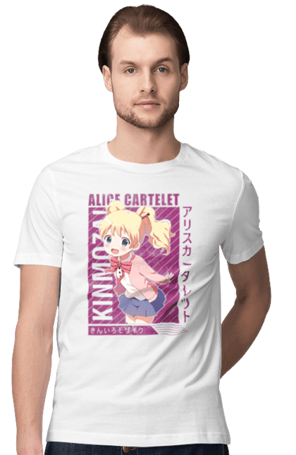 Футболка чоловіча з принтом "Золота мозаїка Аліса Картелет". Alice cartelet, anime, kiniro mosaic, kinmoza, manga, аліса, аліса картелет, аніме, золота мозаїка, манга. 2070702