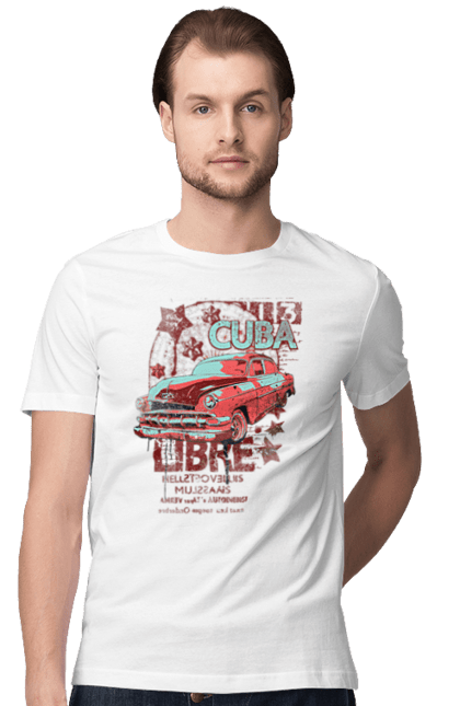 Men`s t-shirt with prints Cuba, Machine. Cuba, retro. 2070702