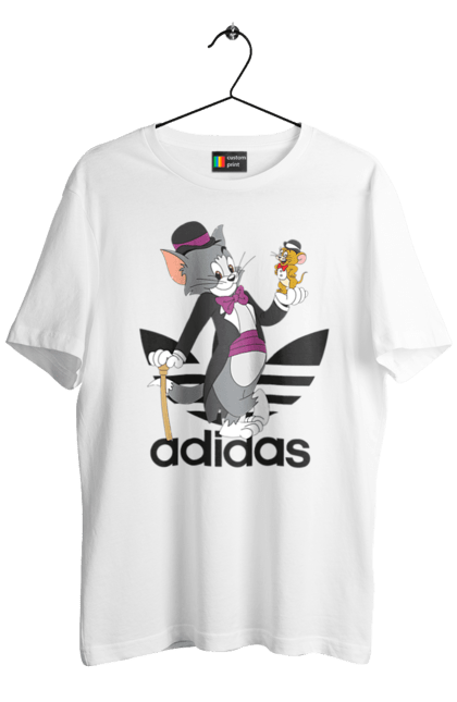 Футболка мужская с принтом Adidas Том и Джерри. Adidas, tom and jerry, адидас, джерри, кот, мульт, мультсериал, мышь, том, том и джерри. 2070702