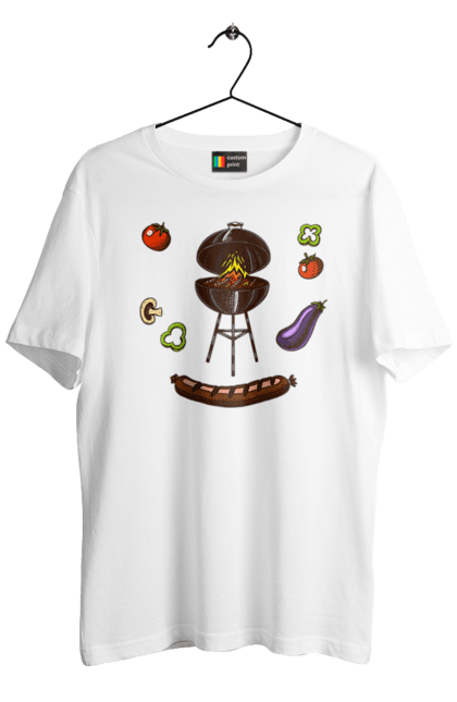 Men`s t-shirt with prints Barbecue Sausage. Barbecue, fry, grill, sausage. 2070702