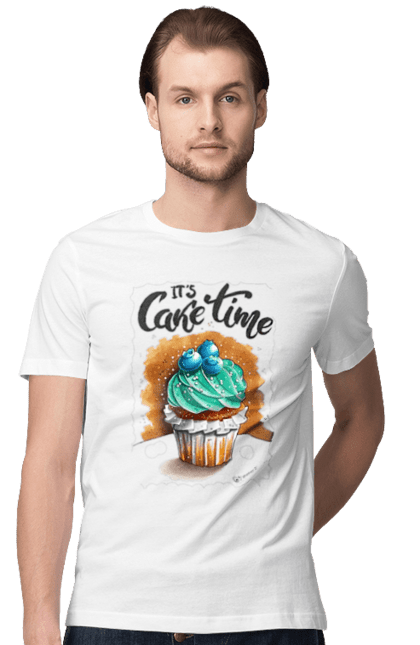 Футболка чоловіча з принтом "Час торта". Кекс, крем, пиріжок, торт, час, чорниця. futbolka.stylus.ua