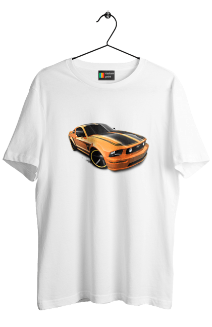 Футболка чоловіча з принтом "Помаранчева, швидкісна машина". Їзда, колеса, машина, швидкість. 2070702