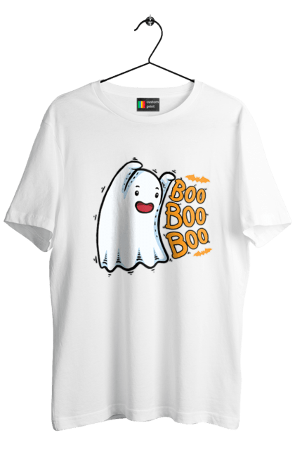 Men's t-shirt with prints Ghost. Costume, ghost, halloween, holiday, october, october 31, scary, sweets, trick or treat. 2070702