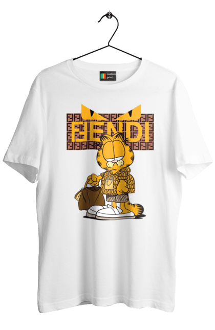 Футболка чоловіча з принтом "Fendi Гарфілд". Fendi, garfield, бренд, будинок моди, гарфілд, італія, люкс, мода, сумка, фенді. 2070702