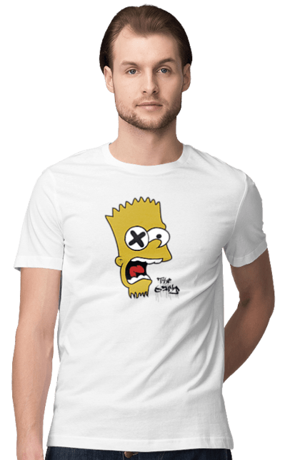 Футболка чоловіча з принтом "Барт Сімпсон". Bart, барт, мультфільм, серіал, сімпсон. CustomPrint.market