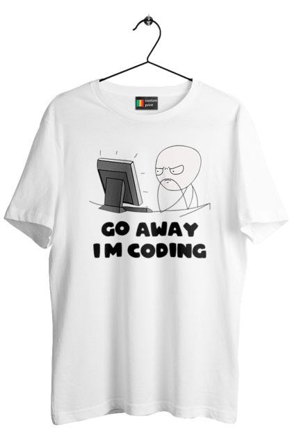 Футболка чоловіча з принтом "Іди Я кодую". Айті, айтішник, для айтішника, для програміста, йди я кодую, майстер коду, подарунок айтішнику, подарунок програмісту, програміст, розробник. 2070702