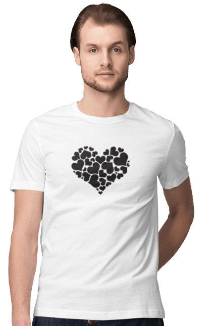 Футболка чоловіча з принтом "Серце". Маленькі серденька, малюнок, серце, форма, чорне. futbolka.stylus.ua