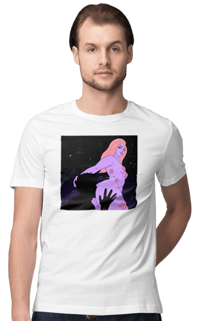 Футболка чоловіча з принтом "Фіолетова Дівчина". Дівчина, тіло. 2070702