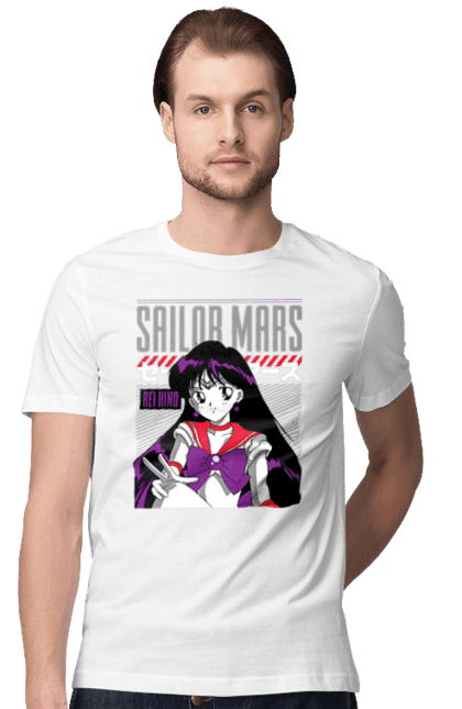 Футболка чоловіча з принтом "Сейлор Мун Марс". Rei hino, sailor moon, аніме, драма, махо седьо, рей хіно, сейлор марс, сейлор мун, серіал. 2070702