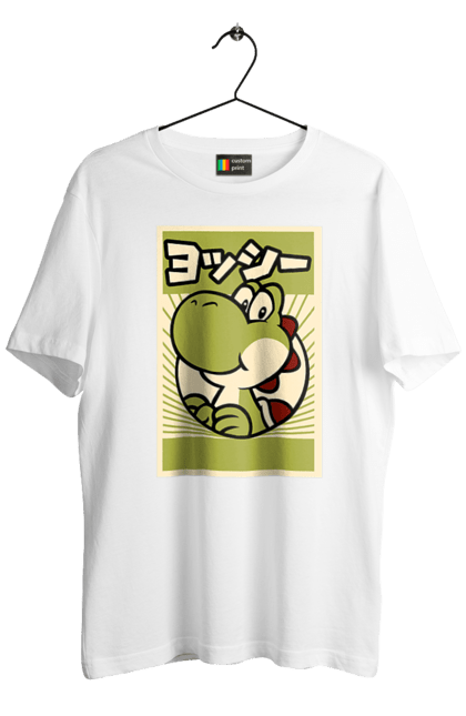 Men's t-shirt with prints Mario Yoshi. Character, dinosaur, games, mario, nintendo, super mario world, yoshi. 2070702