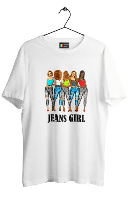 Футболка чоловіча з принтом "Джинси для дівчат". Джинси, джинсовий, дівчина, мода. CustomPrint.market