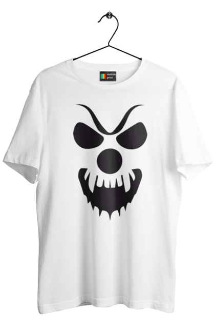 Men's t-shirt with prints Halloween pumpkin face. Costume, halloween, holiday, october, october 31, pumpkin, scary, sweets, trick or treat. 2070702