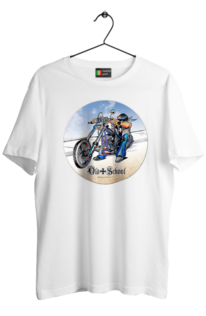 Men`s t-shirt with prints Old school. Auto moto, motorcycle, music band, old hardening, performers, rock band. 2070702