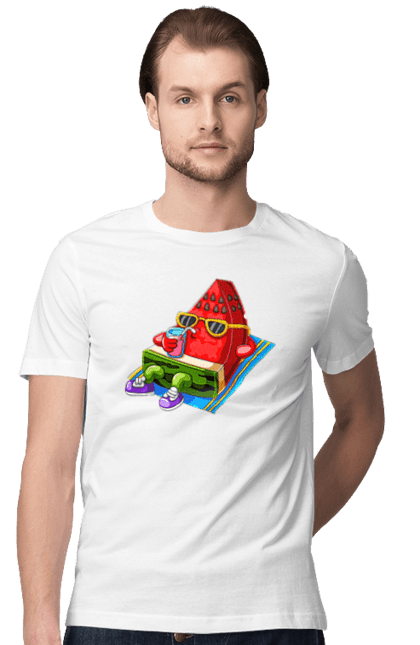 Футболка чоловіча з принтом "Кавун П'є Коктейль". Кавун, коктейль, літо. 2070702