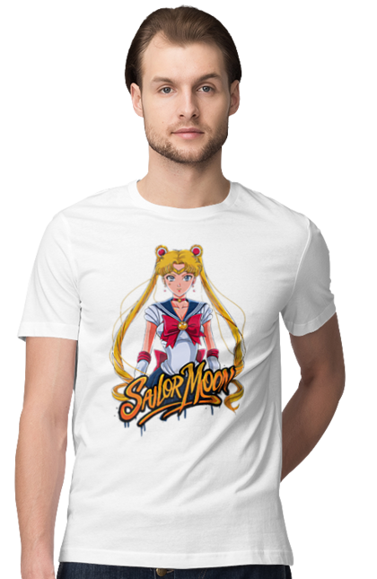 Men's t-shirt with prints Sailor Moon. Anime, drama, magical girl, sailor moon, tv series, usagi tsukino. 2070702