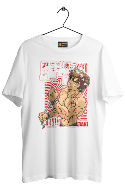 Men's t-shirt with prints Hanma Baki. Anime, baki fighter, hanma baki, manga, martial arts, tv series. 2070702