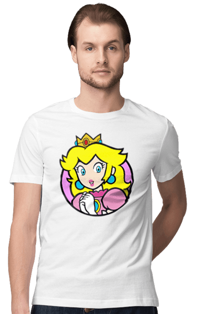 Men's t-shirt with prints Mario Bros. Princess Peach. Character, game, mario, mario bros, nintendo, princess peach, super mario bros. 2070702