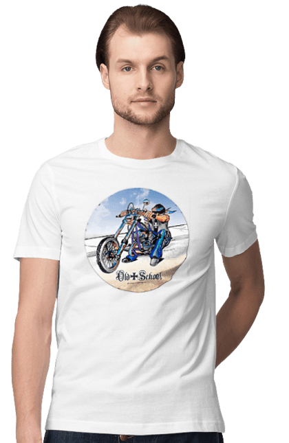 Men`s t-shirt with prints Old school. Auto moto, motorcycle, music band, old hardening, performers, rock band. 2070702