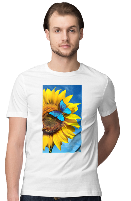 Футболка чоловіча з принтом "Метелик". Бабочка, красота, небо, сонях, украина. ART принт на футболках