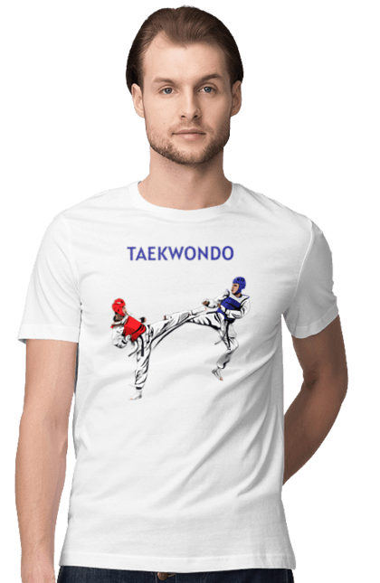 Футболка мужская с принтом Taekwondo training02 [Converted]. Taekwondo, боевое искусство, корея, спорт, таэквондо, тренировка. 2070702