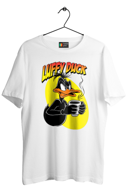 Men's t-shirt with prints Daffy Duck. Cartoon, character, daffy duck, duck, looney tunes, merrie melodies, warner brothers. 2070702