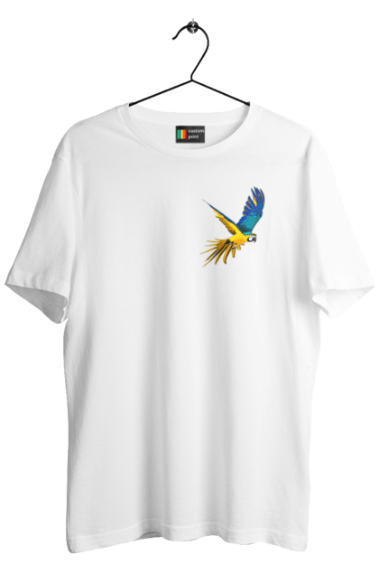 Футболка чоловіча з принтом "Папуга українець". Екзотика, папуга, патріот, пташка, символіка, україна. 2070702