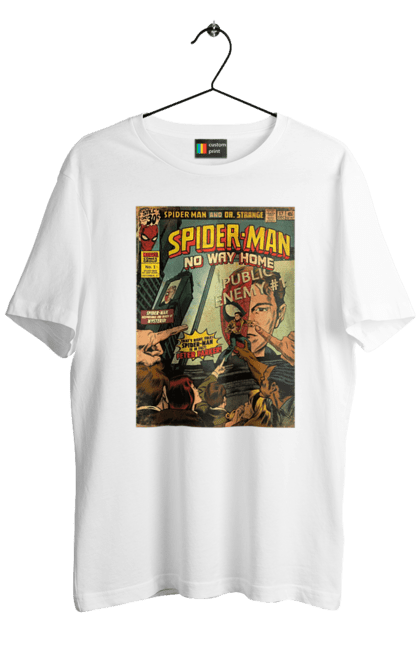 Men's t-shirt with prints Spider man. Avengers, comics, film, marvel, movie, spiderman, superhero. CustomPrint.market