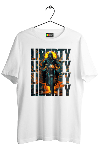 Футболка чоловіча з принтом "Байкер". Байкер, мотоцикліст, подорожі, свобода, туризм. 2070702