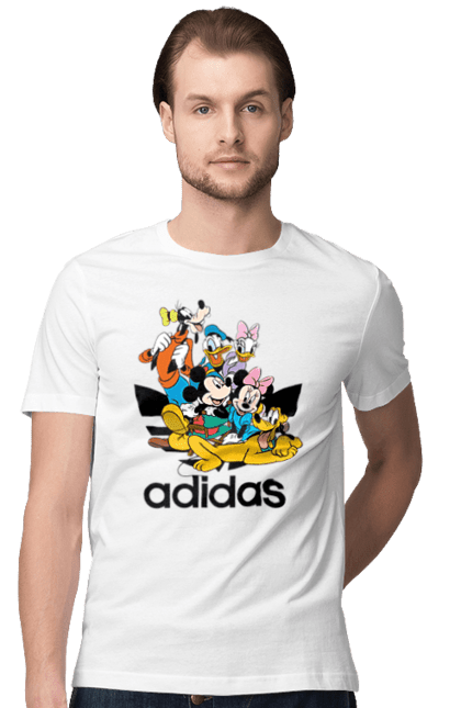 Футболка чоловіча з принтом "Adidas Міккі Маус". Adidas, mickey mouse, адідас, дісней, міккі, міккі маус, мультфільм. 2070702