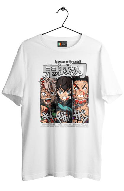 Men's t-shirt with prints Demon Slayer Sanemi Muichiro Gyomei. Anime, demon slayer, gyomei, himejima, kimetsu no yaiba, manga, muichiro, sanemi. 2070702