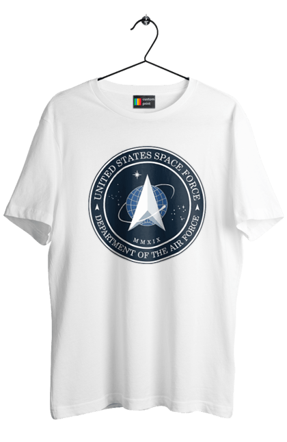 Men's t-shirt with prints United States Space Force. Emblem, political, politics, space, space force, space travel, united states, ussf. 2070702