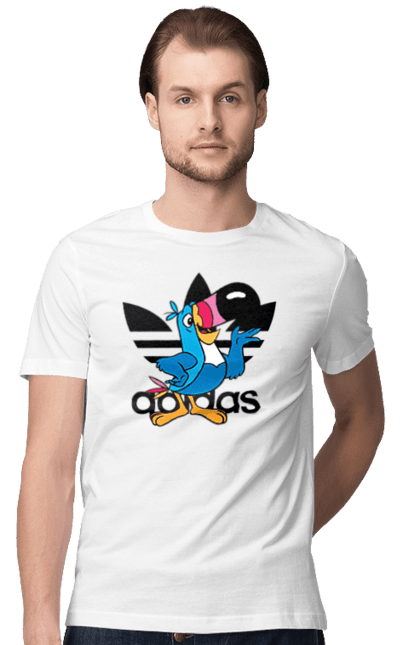 Футболка мужская с принтом Adidas Тукан Сэм. Adidas, froot loops, toucan sam, адидас, москот, тукан сэм. 2070702