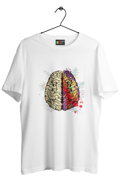 Футболка чоловіча з принтом "Творчість та логіка". Бінарний, біткоїн, біткойн, валюта, гроші, крипто, наука, програміст, программист, творчество, техно, хакер, художник, цветной. 2070702