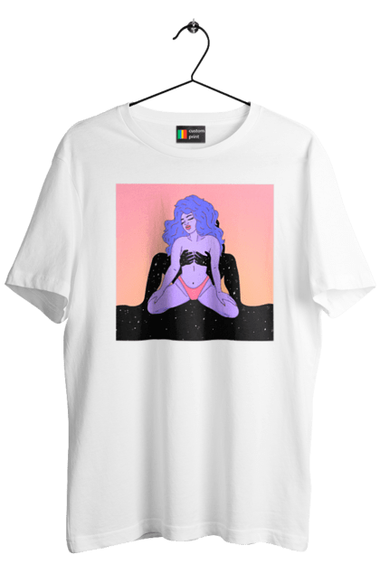 Футболка чоловіча з принтом "Фіолетова Дівчина В Трусиках". Інопланетянка, у трусах. 2070702