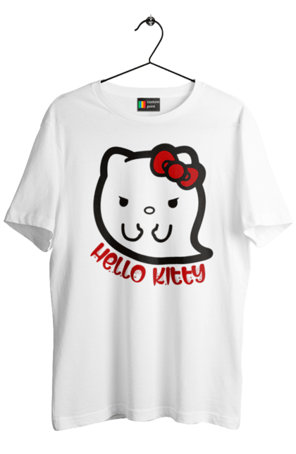 Men's t-shirt with prints Hello Kitty Halloween. Brand, cat, character, ghost, ghost, halloween, hello kitty, kitten, kitty. 2070702