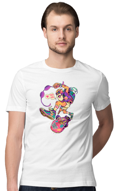 Футболка чоловіча з принтом "Дід на хвилі". Будь молодим, вогонь, ганяй, грай, дід та скейт, драйв, крутий дід, молодість у душі, спорт, старість. 2070702